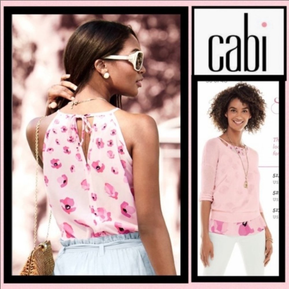 CAbi (#5218) Floating Poppies tie back top.